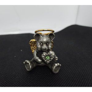 Birthstone August Angel Bear Vintage Pewter Teddy Bear with Heart shape …